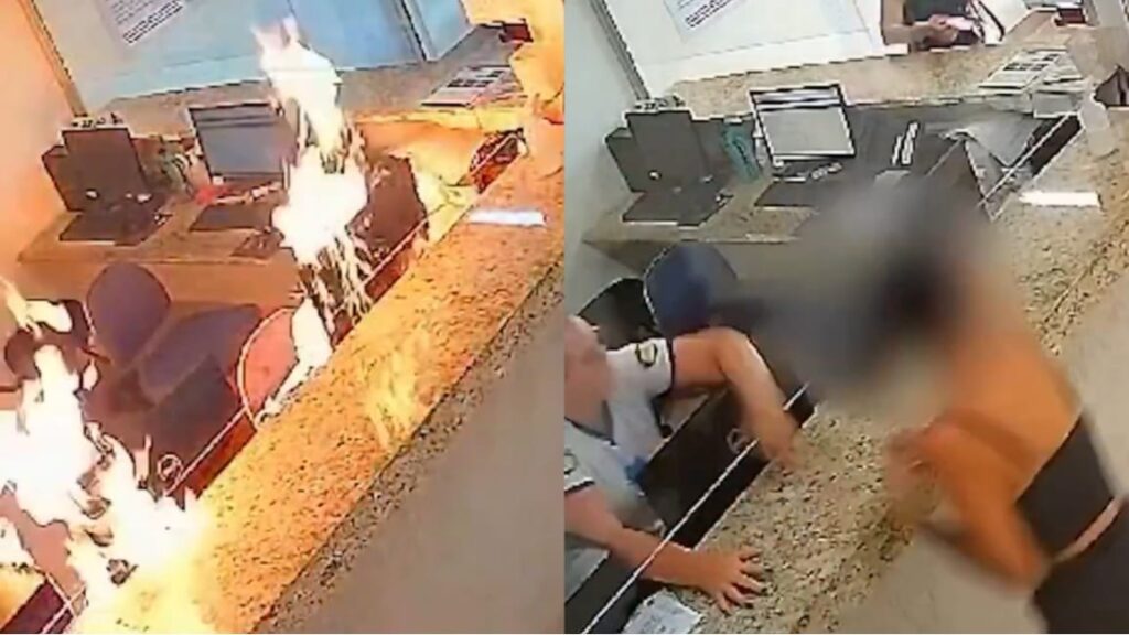 Mulher incendeia recepção de hospital em protesto após perder filho