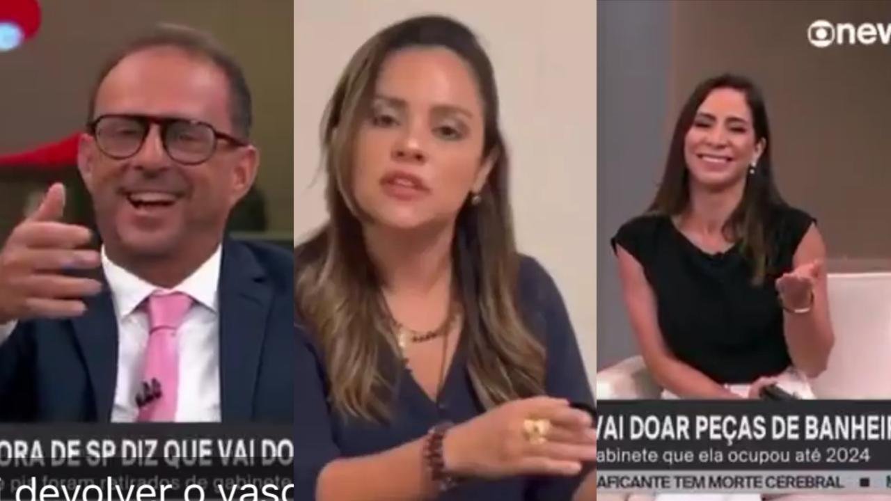 Jornalistas da Globo caem na gargalhada após vereadora devolver pia e vaso sanitário de gabinete