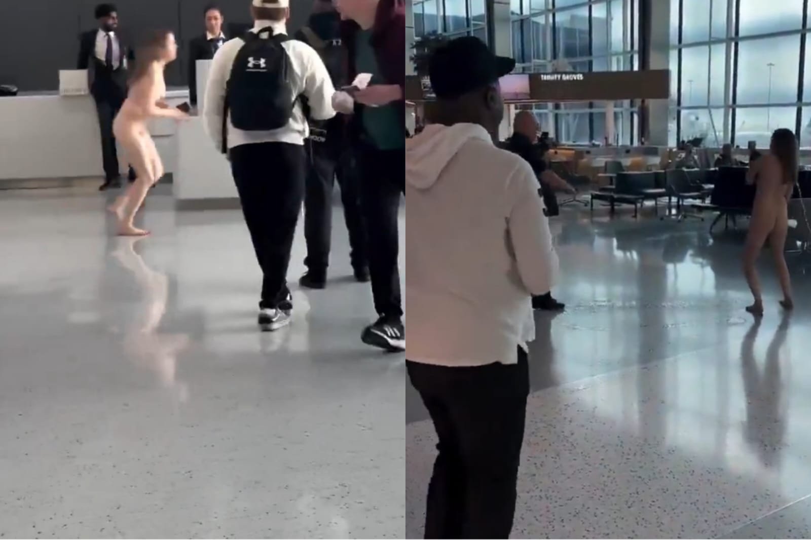 Vídeo: Mulher fica nua e ataca pessoas em aeroporto