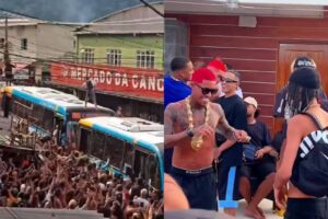 Oruam causa tumulto e sobe em ônibus em frente ao presídio de MC Poze