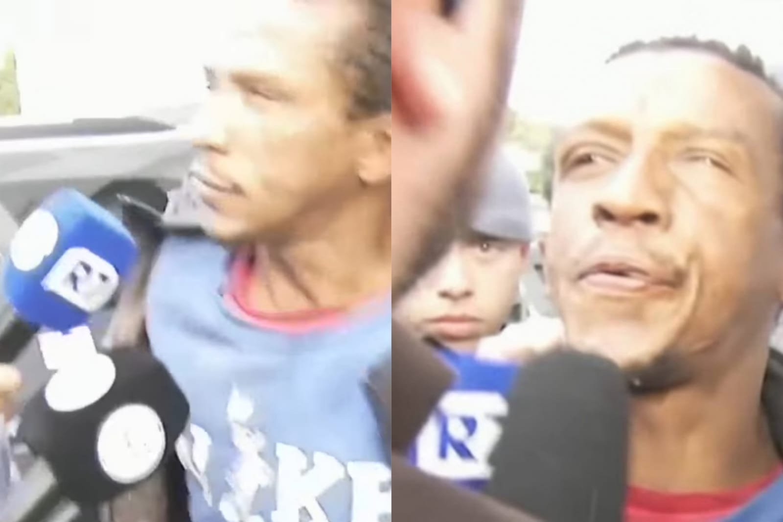 Suspeito de assassinato cospe na cara de repórter durante entrevista